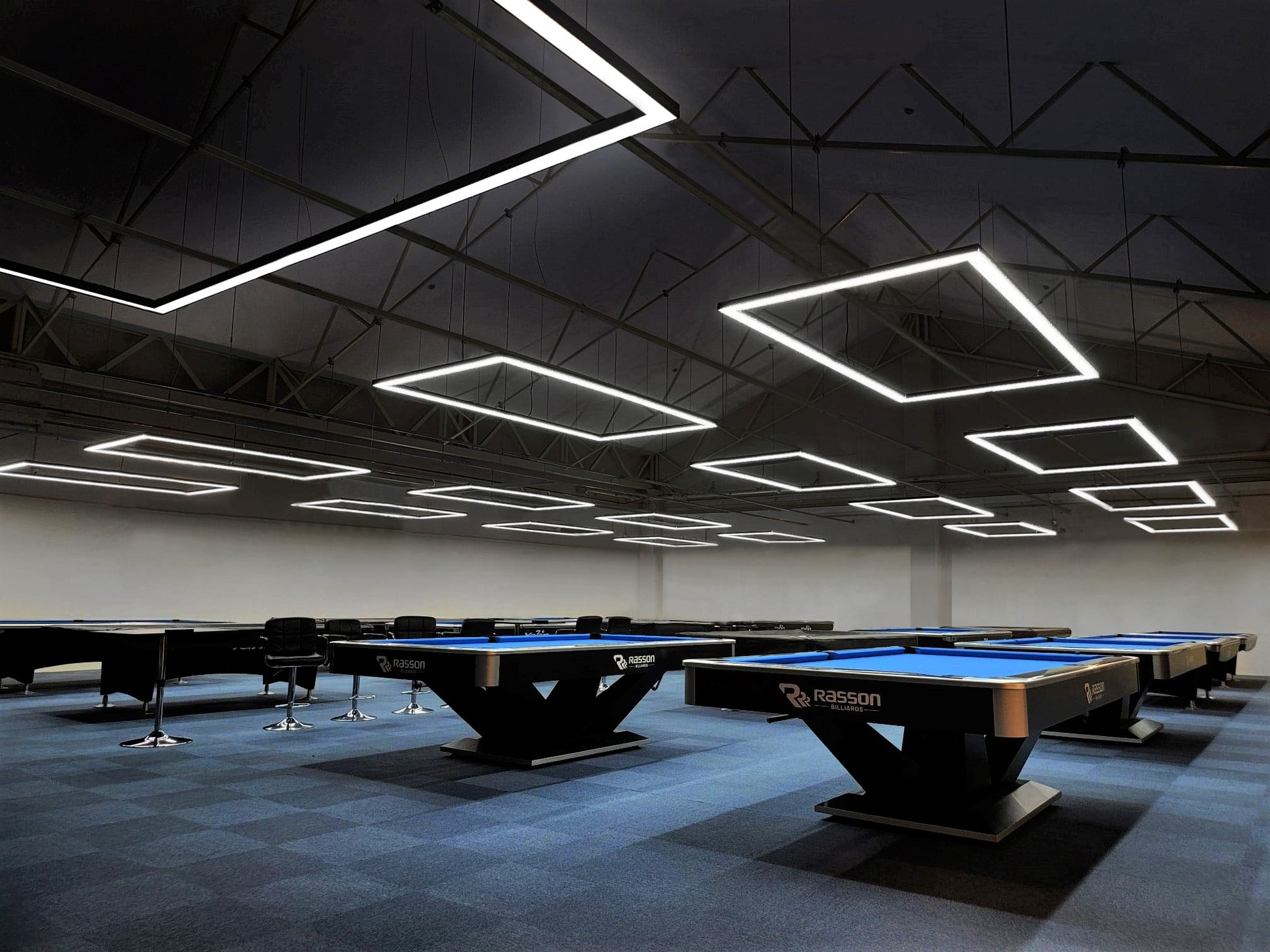 fancy pool hall with Perimeter LED billiard light