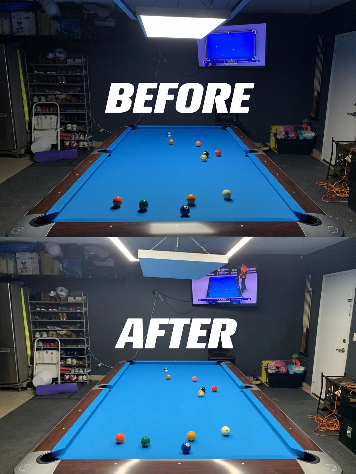 pool table light- before after