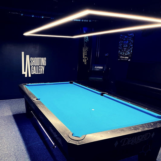 Modern perimeter led pool table light with 8ft pool table