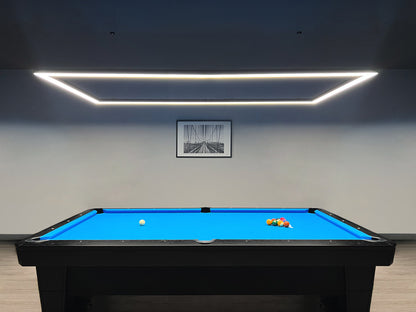 LED pool table light over a diamond pool table - side