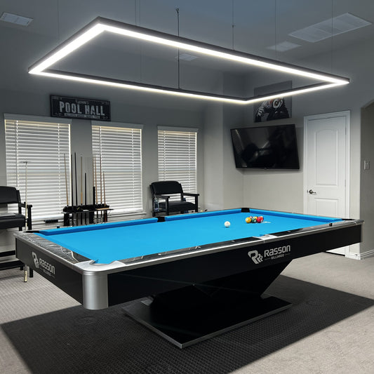9FT Perimeter Billiard Lights illuminate rasson pool table - side