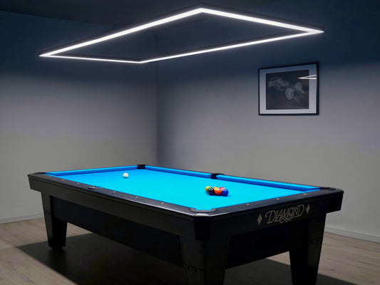 Billiard table light over a diamond pool table