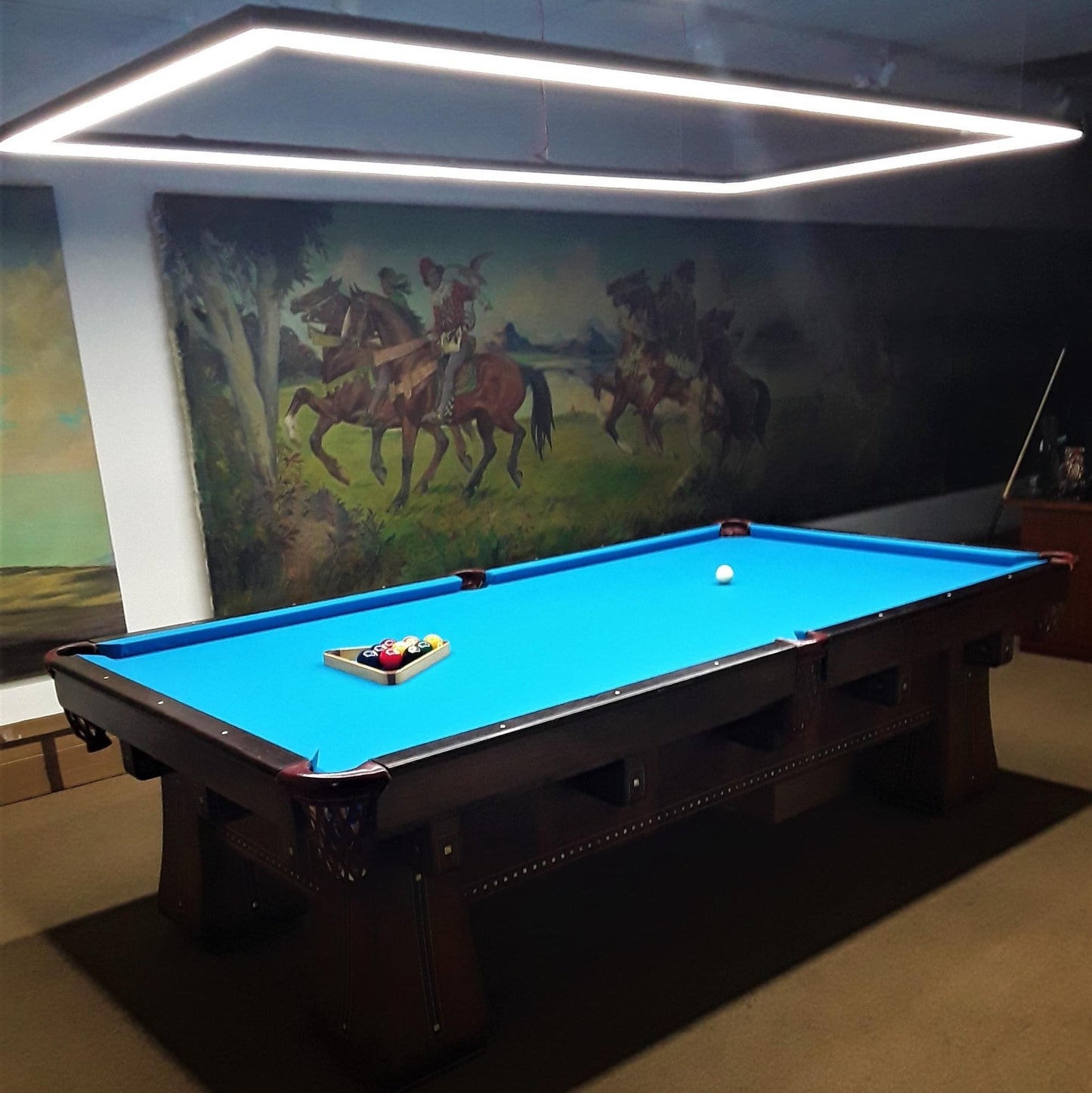 9ft pool table light over a antique pool table